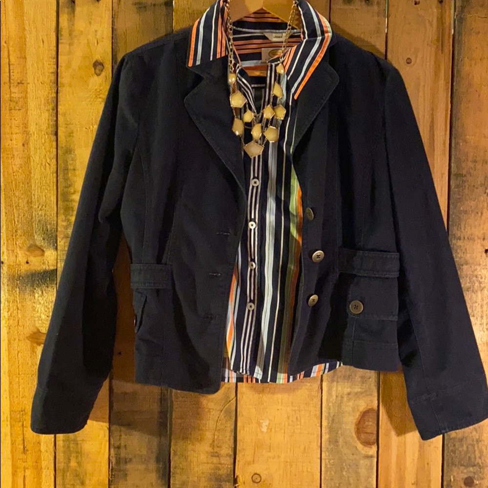 EUC Sharagano Studio Blue Cotton Jacket